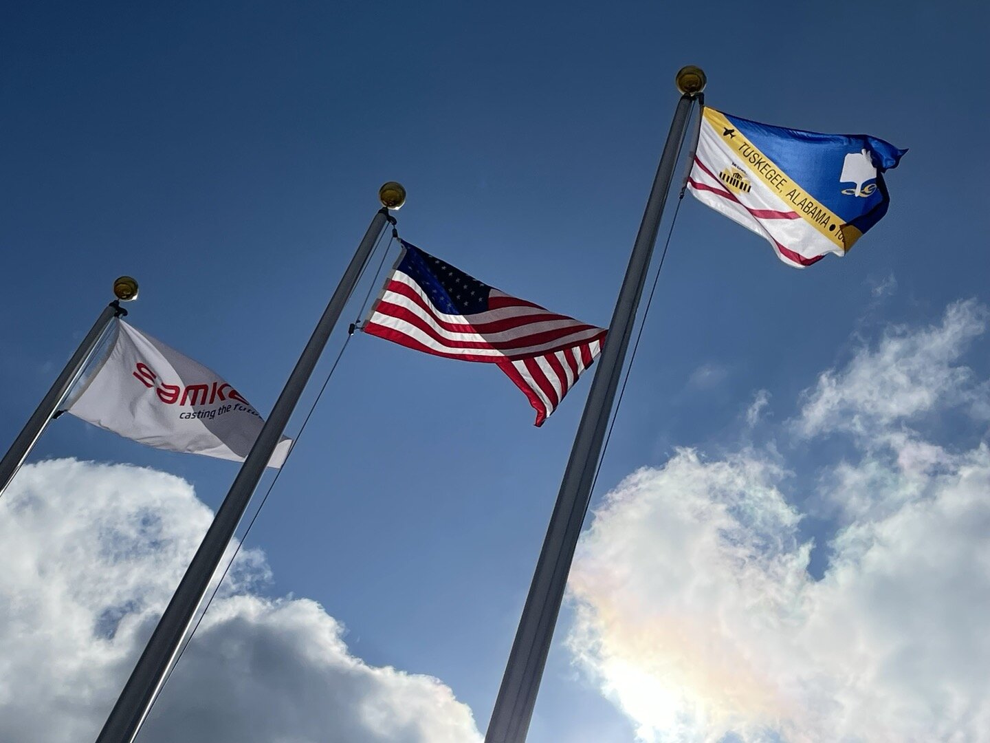 Flags at Samkee's US site — Tuskegee, Alabama
